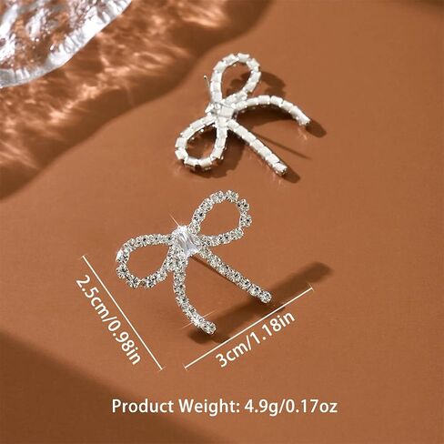 Dainty Sparkly Crystal Bow Stud Earrings for Women Trendy, Exquisite Cute Bowknot Zircon Cz Earring Vintage Y2k Prom Party Jewelry Gifts Accessories in Kuwait