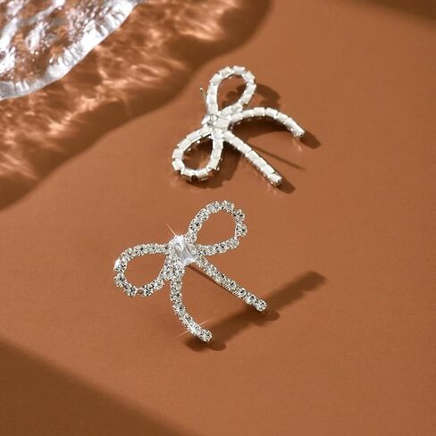 Dainty Sparkly Crystal Bow Stud Earrings for Women Trendy, Exquisite Cute Bowknot Zircon Cz Earring Vintage Y2k Prom Party Jewelry Gifts Accessories in Kuwait