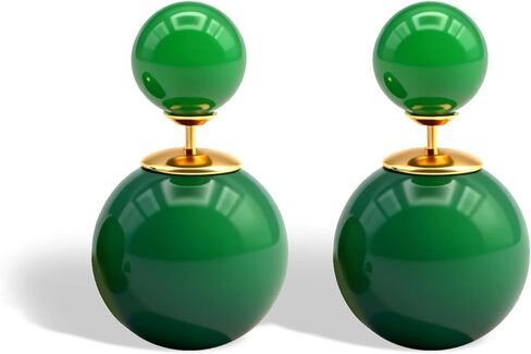 Jade Earrings for Women Double Ended Jade Stone Stud Earrings, Elegant Jewelry for Daily and Party Wear in Saudi Arabia