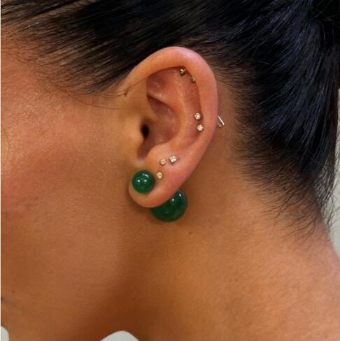 Jade Earrings for Women Double Ended Jade Stone Stud Earrings, Elegant Jewelry for Daily and Party Wear in Saudi Arabia