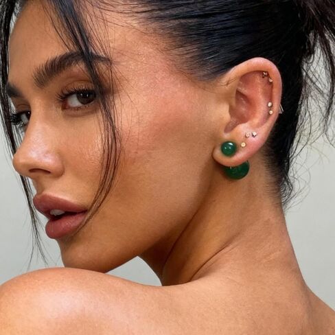 Jade Earrings for Women Double Ended Jade Stone Stud Earrings, Elegant Jewelry for Daily and Party Wear in Saudi Arabia