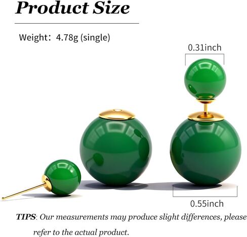 Jade Earrings for Women Double Ended Jade Stone Stud Earrings, Elegant Jewelry for Daily and Party Wear in Saudi Arabia