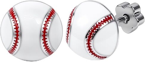 أقراط بيسبول من الفضة الإسترليني عيار 925 - أقراط صغيرة بظهر مسطح مع بطاقات رياضية تحت عنوان مجوهرات لمحبي البيسبول هدايا للنساء وأمها وزوجتهها وصديقتها Bestie‌ أمي أساسيات عيد الفصح وأعياد الميلاد والذكرى السنوية للتخرج‌ in Kuwait