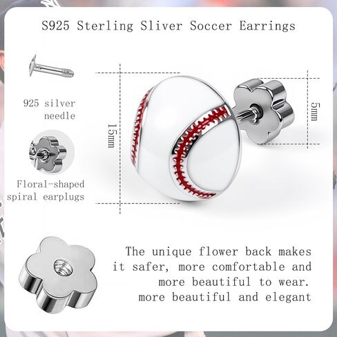 أقراط بيسبول من الفضة الإسترليني عيار 925 - أقراط صغيرة بظهر مسطح مع بطاقات رياضية تحت عنوان مجوهرات لمحبي البيسبول هدايا للنساء وأمها وزوجتهها وصديقتها Bestie‌ أمي أساسيات عيد الفصح وأعياد الميلاد والذكرى السنوية للتخرج‌ in Kuwait