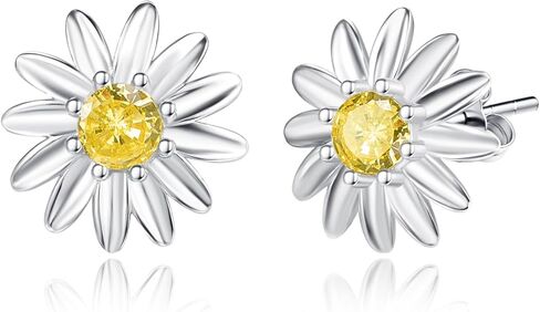 TANGPOET Daisy Stud Earrings Jewelry for Women 925 Sterling Silver Cute Daisy Flower Earrings Gifts for Birthday Christmas in Saudi Arabia
