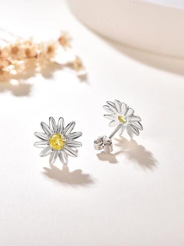 TANGPOET Daisy Stud Earrings Jewelry for Women 925 Sterling Silver Cute Daisy Flower Earrings Gifts for Birthday Christmas in Saudi Arabia