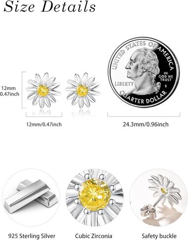 TANGPOET Daisy Stud Earrings Jewelry for Women 925 Sterling Silver Cute Daisy Flower Earrings Gifts for Birthday Christmas in Saudi Arabia