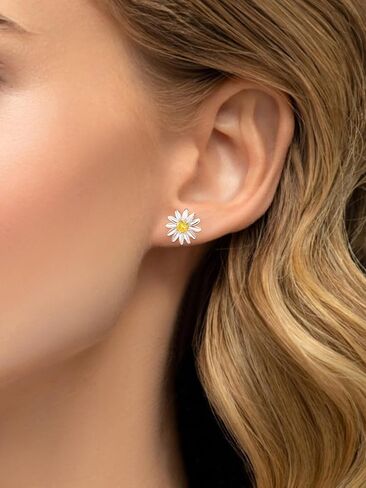 TANGPOET Daisy Stud Earrings Jewelry for Women 925 Sterling Silver Cute Daisy Flower Earrings Gifts for Birthday Christmas in Saudi Arabia
