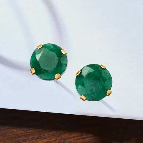 Ross-Simons 3.00 ct. t.w. Emerald Martini Stud Earrings in 10kt Yellow Gold in Saudi Arabia