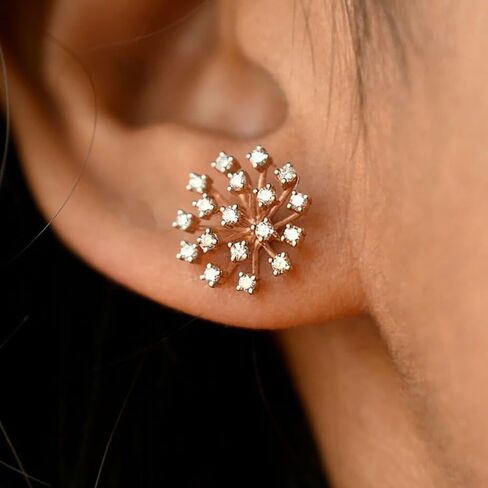 Rose Gold Color Stud Earrings with Cubic Zirconia Sparkling Accessories for Women in Saudi Arabia