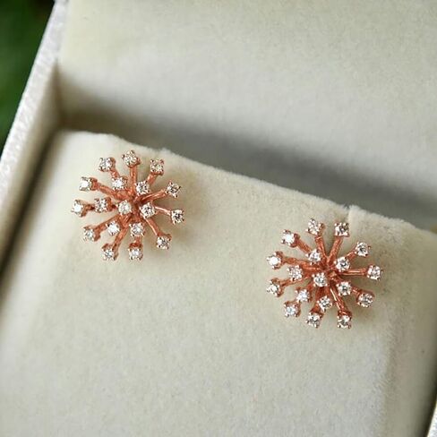 Rose Gold Color Stud Earrings with Cubic Zirconia Sparkling Accessories for Women in Saudi Arabia
