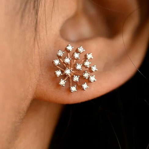 Rose Gold Color Stud Earrings with Cubic Zirconia Sparkling Accessories for Women in Saudi Arabia