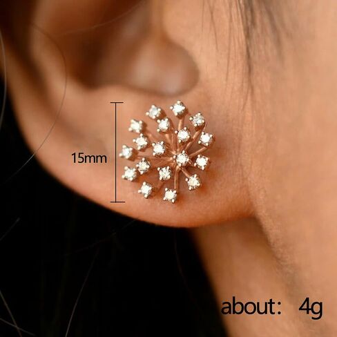 Rose Gold Color Stud Earrings with Cubic Zirconia Sparkling Accessories for Women in Saudi Arabia