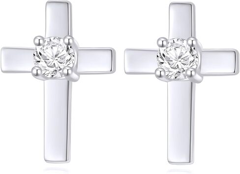 1/5 Cttw Lab Grown Diamond Cross Stud Earrings for Women Sterling Silver in Saudi Arabia