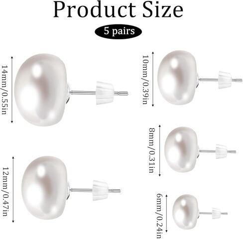 5 Pairs Pearl Studs Earrings for Women, Classic Fashion Jewelry Lightweight Shiny Simulated Pearl Earrings Studs Set Birthday Valentine's Day Jewelry Gifts in Saudi Arabia