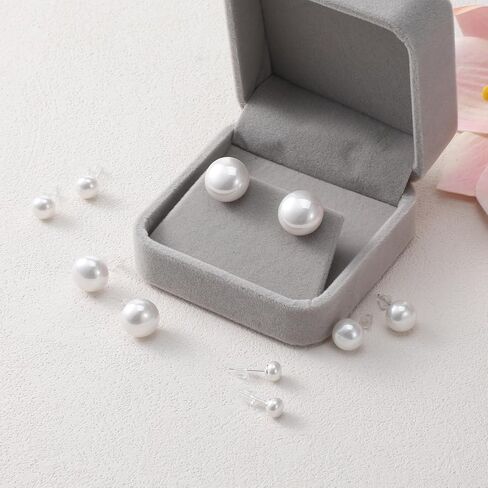 5 Pairs Pearl Studs Earrings for Women, Classic Fashion Jewelry Lightweight Shiny Simulated Pearl Earrings Studs Set Birthday Valentine's Day Jewelry Gifts in Saudi Arabia