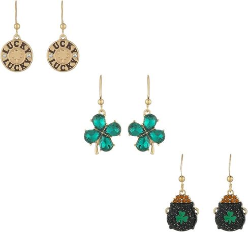 3Pcs St.Patrick's Stud Earrings for Women | Irish Green Shamrock Earrings| St.Patrick's Day Jewelry Party Accessory in Saudi Arabia
