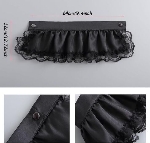 XEPST 3 Pieces Colonial Unisex Lace Jabot Collar and Cuffs Set, Black Victorian Lace Jabot Neck Ruff Collar Costume Accessory for Women Men Victorian Colonial Costume in Saudi Arabia