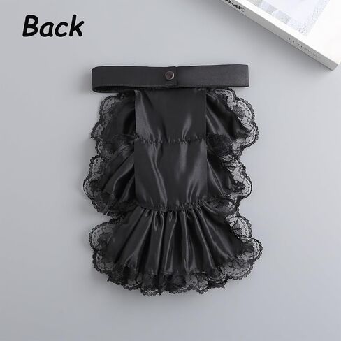 XEPST 3 Pieces Colonial Unisex Lace Jabot Collar and Cuffs Set, Black Victorian Lace Jabot Neck Ruff Collar Costume Accessory for Women Men Victorian Colonial Costume in Saudi Arabia