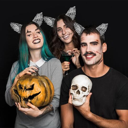 4 Pcs Wolf Costume Accessories With Fluffy Ears Headband, Furry Paws, Grey Tail for Halloween, Masquerade Prop, Party, Cosplay, Gray（2 Sets） in Saudi Arabia