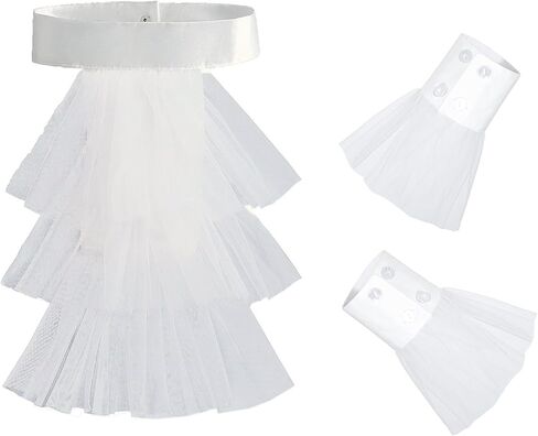XEPST 3 Pieces Colonial Unisex Lace Jabot Collar and Cuffs Set, White Victorian Ruff Collar Costume Accessory for Women Men Victorian Colonial Costume in Saudi Arabia