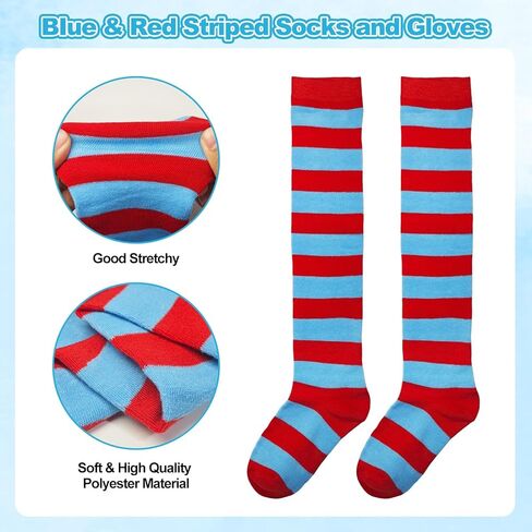 4pcs Blue Tulle Tutu Costume Set Blue Tutu Cosplay Set with Tutu Skirt Fuzzy Headbands Red Blue High Socks Sleeves for World Book Day Halloween Cosplay in Kuwait