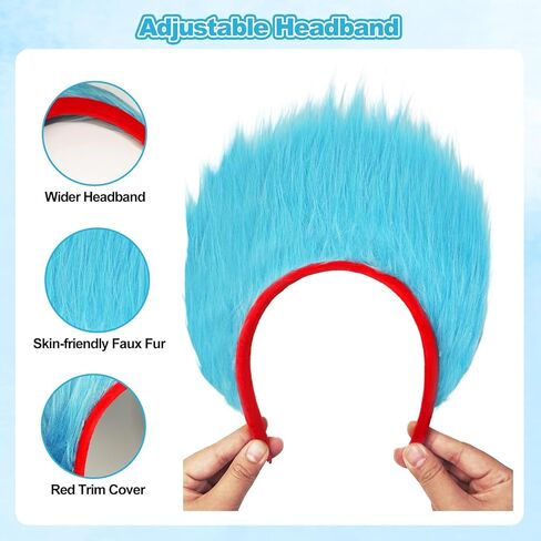 4pcs Blue Tulle Tutu Costume Set Blue Tutu Cosplay Set with Tutu Skirt Fuzzy Headbands Red Blue High Socks Sleeves for World Book Day Halloween Cosplay in Kuwait