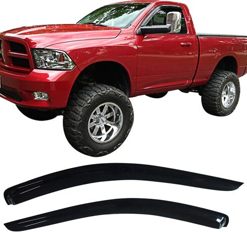 شريط IKON MOTORSPORTS على أقنعة النوافذ الخارجية، متوافق مع كابينة دودج رام العادية 2002-2009، نمط نحيف من الأكريليك دخان ملون للشمس المطر واقي من الرياح وتنفيس الهواء in Saudi Arabia