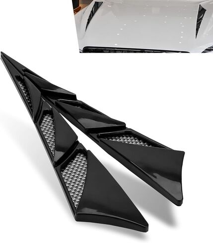 2PCS Car Hood Ventilation Cover, ABS Airflow Side Shark Fin Spoiler, Adhesive Fender Nighttime Reflective Warning Accessories, Universal for Most Cars, SUVs, Trucks (Black) in Kuwait