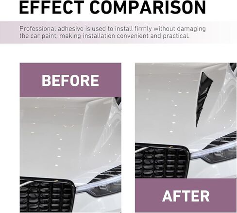 2PCS Car Hood Ventilation Cover, ABS Airflow Side Shark Fin Spoiler, Adhesive Fender Nighttime Reflective Warning Accessories, Universal for Most Cars, SUVs, Trucks (Black) in Kuwait