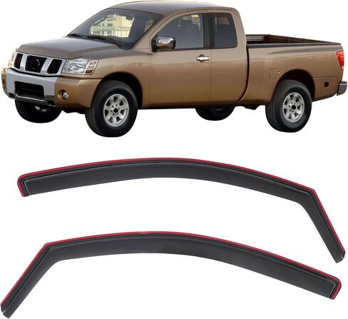 IKON MOTORSPORTS in Channel Window Visors Compatible with 2004-2015 Nissan Titan Extended/King Cab, Acrylic Black Rain Guards, Side Window Wind Deflectors 2PCS in Saudi Arabia