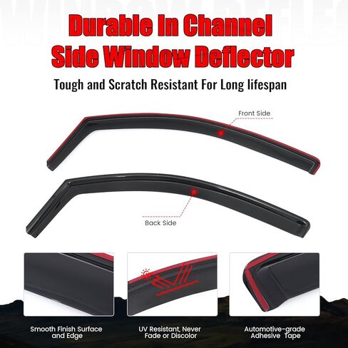 IKON MOTORSPORTS in Channel Window Visors Compatible with 2004-2015 Nissan Titan Extended/King Cab, Acrylic Black Rain Guards, Side Window Wind Deflectors 2PCS in Saudi Arabia