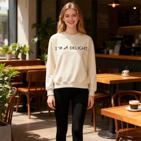 I'm A Delight Sweatshirt for Women,Funny Saying Crewneck Pullover Letter Print Long Sleeve Top Sarcastic Saying Shirt in Saudi Arabia
