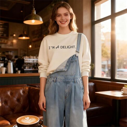 I'm A Delight Sweatshirt for Women,Funny Saying Crewneck Pullover Letter Print Long Sleeve Top Sarcastic Saying Shirt in Saudi Arabia
