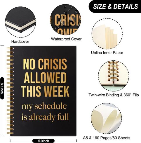 No Crisis Allowed This Week 160 Pages Hardcover Blank Spiral Notebook, Funny Work Life Humor Gifts for Work Friend, Perfect Co-Worker Gifts, Funny Boss Gifts, Office Gifts for Manager Leader in Kuwait