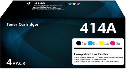 414A Toner Cartridges 4 Pack MFP M479fdw Replacement for HP 414A 414X Works for Color LaserJet Pro MFP M479fdw M479fdn M454dw M454dn M479 M454 Printer Ink| Black Cyan Yellow Magenta in Kuwait