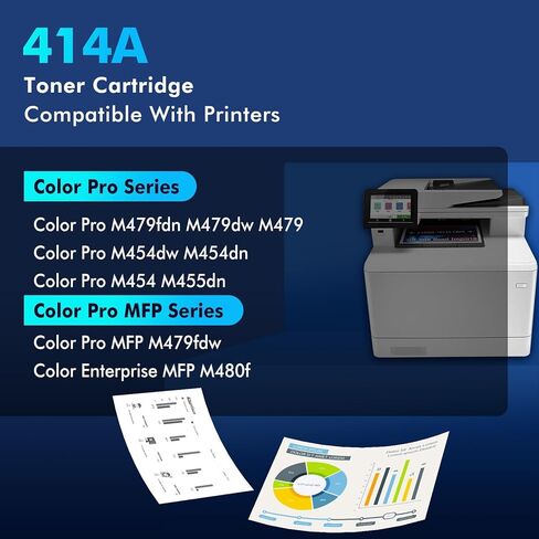 414A Toner Cartridges 4 Pack MFP M479fdw Replacement for HP 414A 414X Works for Color LaserJet Pro MFP M479fdw M479fdn M454dw M454dn M479 M454 Printer Ink| Black Cyan Yellow Magenta in Kuwait
