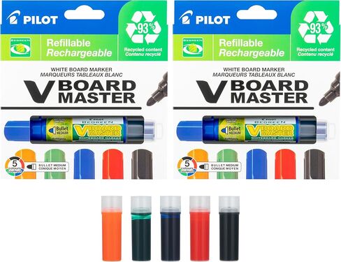 Pilot V Board Master Assorted Medium Chisel Tip 10-Pack + 5 Refills Bundle in Kuwait