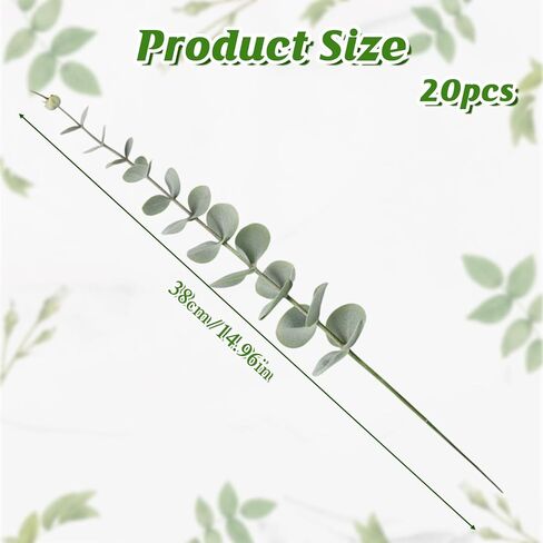 KALIONE 20 Pcs Eucalyptus Stems Artificial Flowers, Artificial Flowers for Decoration, Greenery for Vase, Faux Eucalyptus Stems for Home Office Flowers Bouquet Centerpiece Wedding Decoration in Saudi Arabia