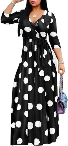 Women's Floral Maxi Dress Summer Casual V-Neck 3/4 Sleeve Long Bohemian Print Evening Party Dress in Saudi Arabia