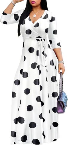 Women's Floral Maxi Dress Summer Casual V-Neck 3/4 Sleeve Long Bohemian Print Evening Party Dress in Saudi Arabia