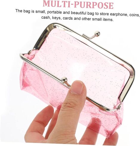3pcs Clear Coin Purse for Women Transparent Wallets with Clasp Design Change Pouches in White Purple Pink Compact Organizer for Cash Coins Earphones in Saudi Arabia