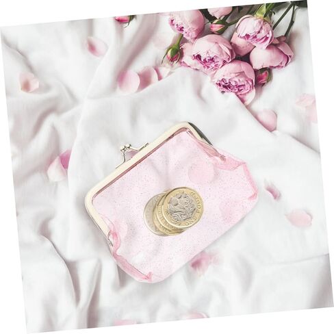 3pcs Clear Coin Purse for Women Transparent Wallets with Clasp Design Change Pouches in White Purple Pink Compact Organizer for Cash Coins Earphones in Saudi Arabia
