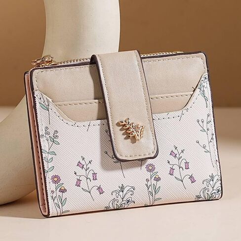 Women's Short Printed Card Bag Leather Card Holder Wallet Zipper Buckle Summer Clutch Ladies Khaki in Saudi Arabia