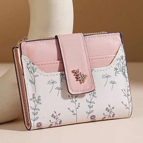 Women's Short Printed Card Bag Leather Card Holder Wallet Zipper Buckle Summer Clutch Ladies Khaki in Saudi Arabia