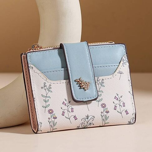 Women's Short Printed Card Bag Leather Card Holder Wallet Zipper Buckle Summer Clutch Ladies Khaki in Saudi Arabia