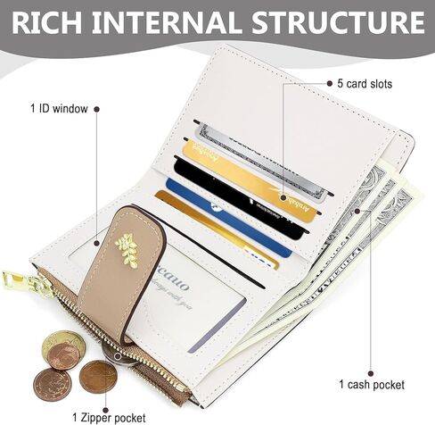 Women's Short Printed Card Bag Leather Card Holder Wallet Zipper Buckle Summer Clutch Ladies Khaki in Saudi Arabia
