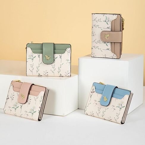 Women's Short Printed Card Bag Leather Card Holder Wallet Zipper Buckle Summer Clutch Ladies Khaki in Saudi Arabia