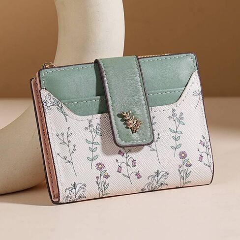 Women's Short Printed Card Bag Leather Card Holder Wallet Zipper Buckle Summer Clutch Ladies Khaki in Saudi Arabia