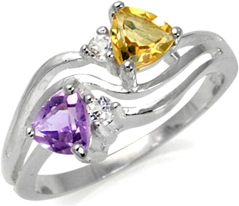 Silvershake Genuine Tanzanite and White Topaz 925 Sterling Silver 3 Lines Ring Size 8 in Saudi Arabia